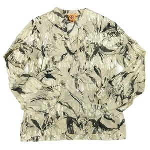 Tory Burch Silk Metallic Floral Tunic Top Shirt 14